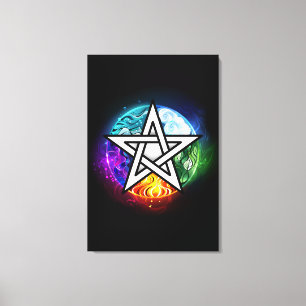 Wiccan pentagram canvas afdruk