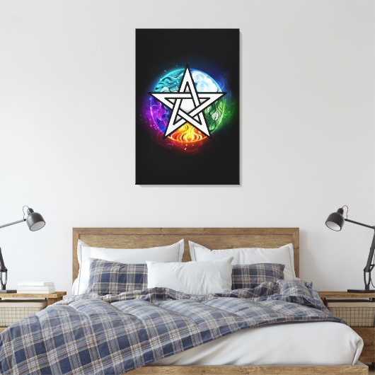 Wiccan pentagram canvas afdruk (Insitu (Slaapkamer))