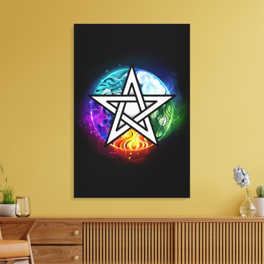 Wiccan pentagram canvas afdruk (Insitu (Woonkamer))