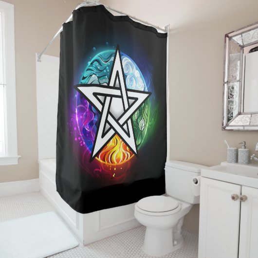 Wiccan pentagram douchegordijn (In situ)