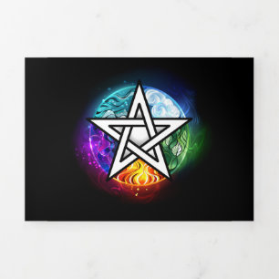 Wiccan pentagram drieluik wenskaart