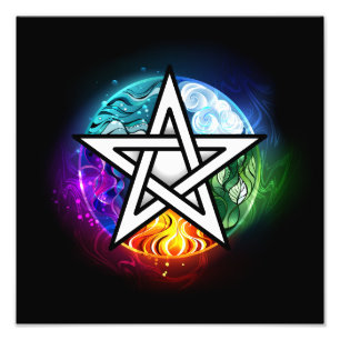 Wiccan pentagram foto afdruk