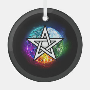 Wiccan pentagram glas ornament