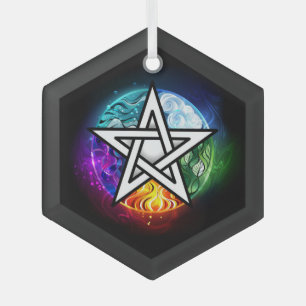 Wiccan pentagram glas ornament
