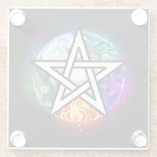 Wiccan pentagram glazen onderzetter (Achterkant)