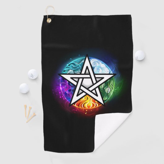 Wiccan pentagram golfhanddoek (Insitu)