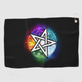 Wiccan pentagram golfhanddoek (Horizontaal)