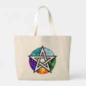 Wiccan pentagram grote tote bag (Achterkant)