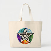 Wiccan pentagram grote tote bag (Voorkant)