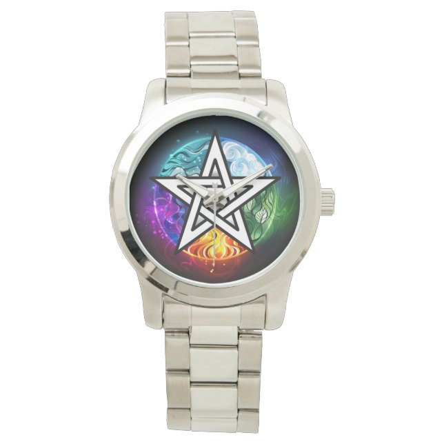 Wiccan pentagram horloge (Voorkant)