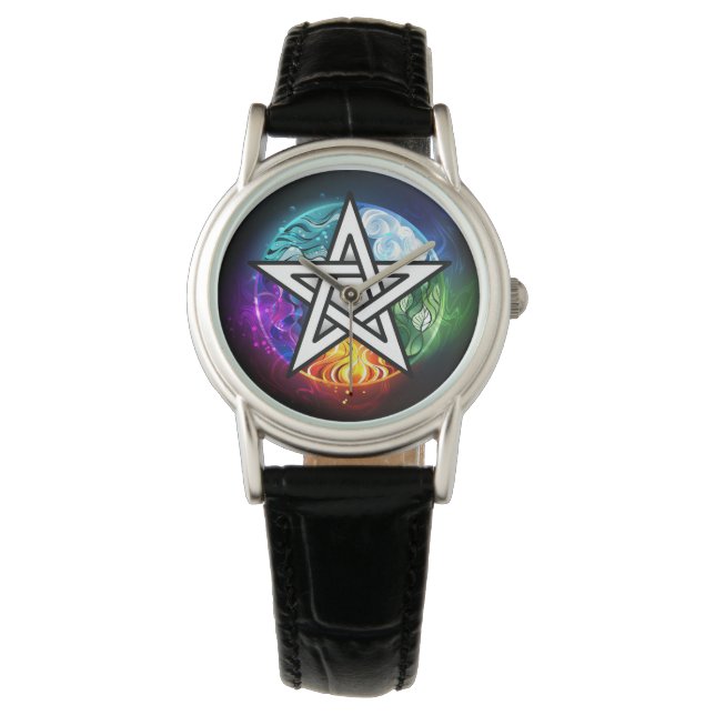 Wiccan pentagram horloge (Voorkant)