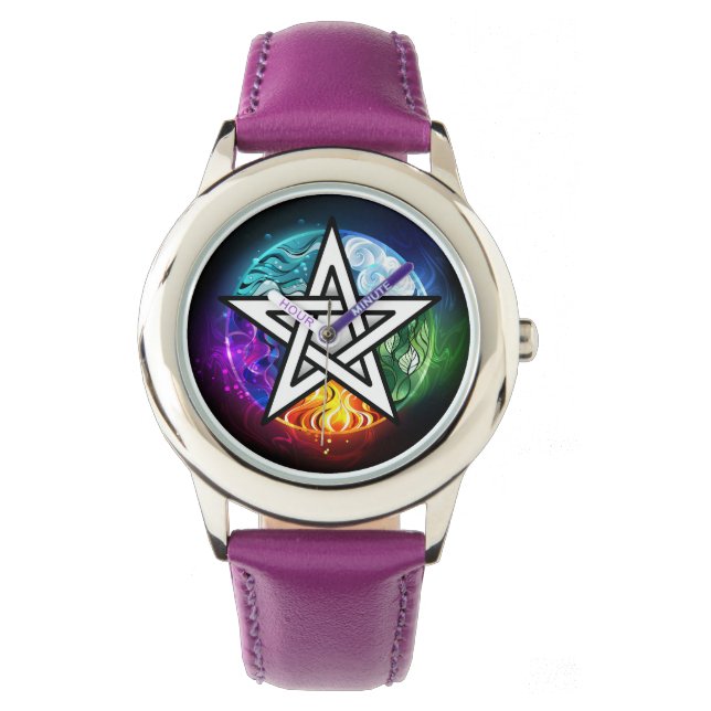Wiccan pentagram horloge (Voorkant)