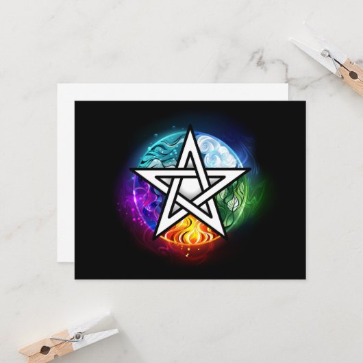 Wiccan pentagram kaart (Voorkant / Achterkant in situ)