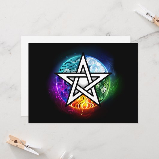 Wiccan pentagram kaart (Voorkant / Achterkant in situ)