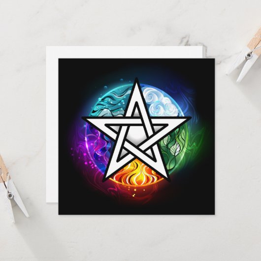 Wiccan pentagram kaart (Voorkant / Achterkant in situ)