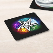 Wiccan pentagram kartonnen onderzetters (Schuin)