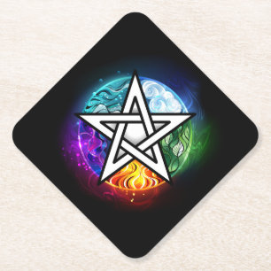 Wiccan pentagram kartonnen onderzetters