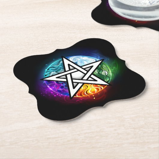 Wiccan pentagram kartonnen onderzetters (Gekanteld)