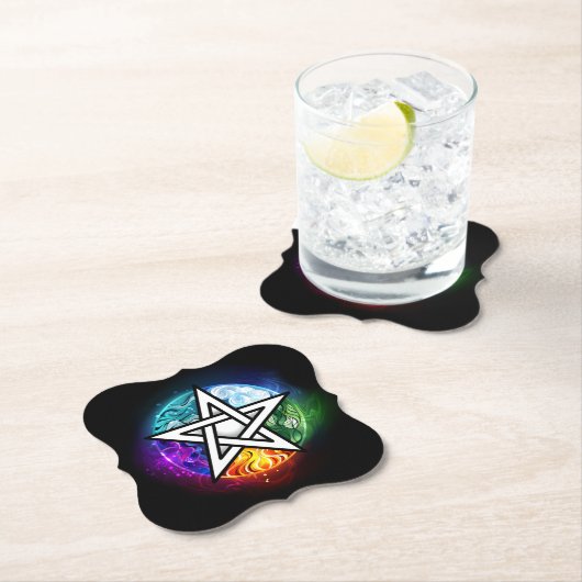 Wiccan pentagram kartonnen onderzetters (Insitu)