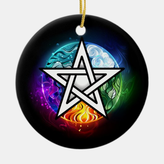 Wiccan pentagram keramisch ornament (Voorkant)