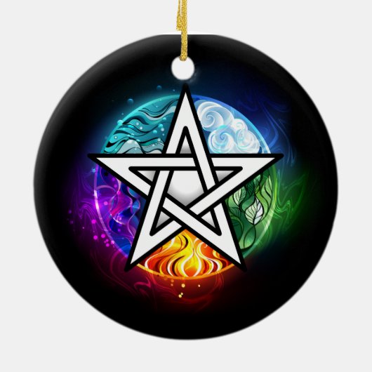 Wiccan pentagram keramisch ornament (Achterkant)