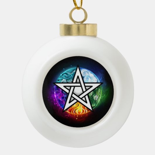 Wiccan pentagram keramische bal ornament (Voorkant)