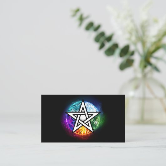 Wiccan pentagram klantenkaartje (Staand voorkant)