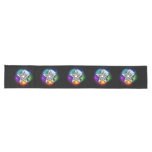 Wiccan pentagram lange tafelloper (Horizontaal)