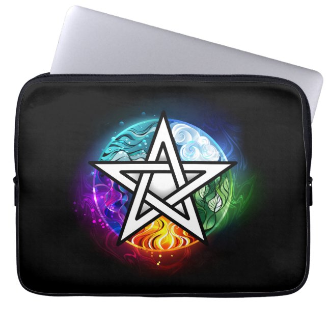 Wiccan pentagram laptop sleeve (Voorkant)