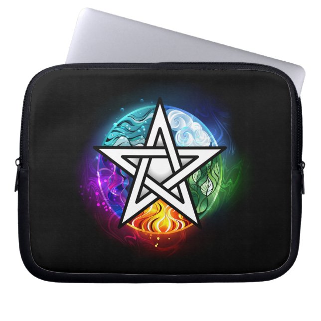 Wiccan pentagram laptop sleeve (Voorkant)