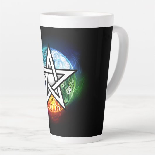 Wiccan pentagram latte mok (Rechterhoek)