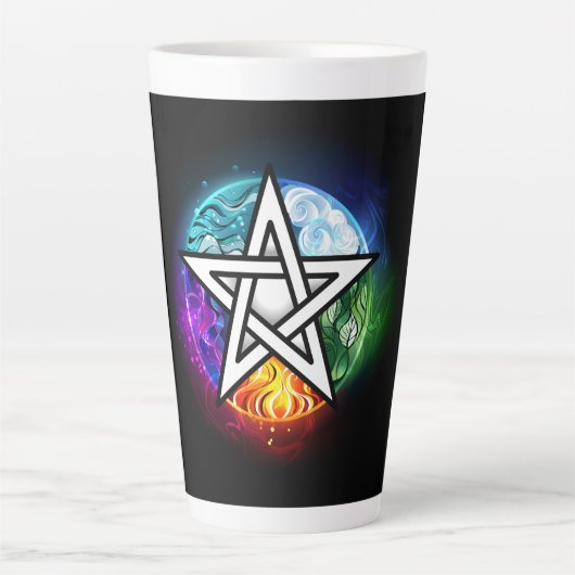 Wiccan pentagram latte mok (Voorkant)