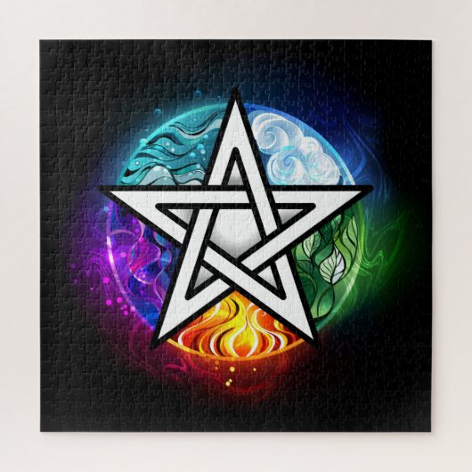 Wiccan pentagram legpuzzel (Verticaal)