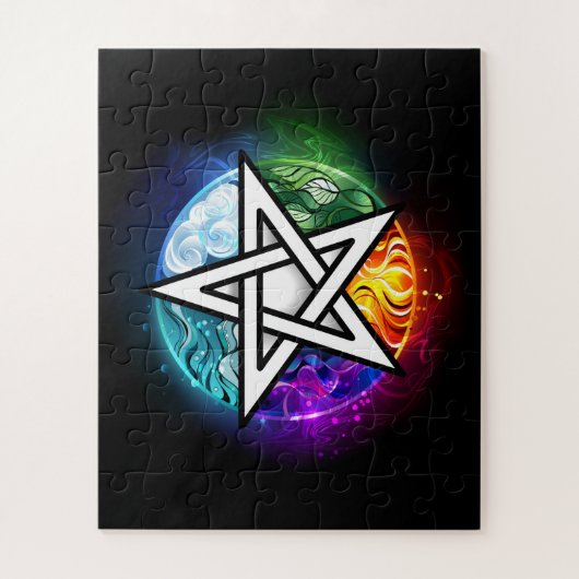 Wiccan pentagram legpuzzel (Verticaal)