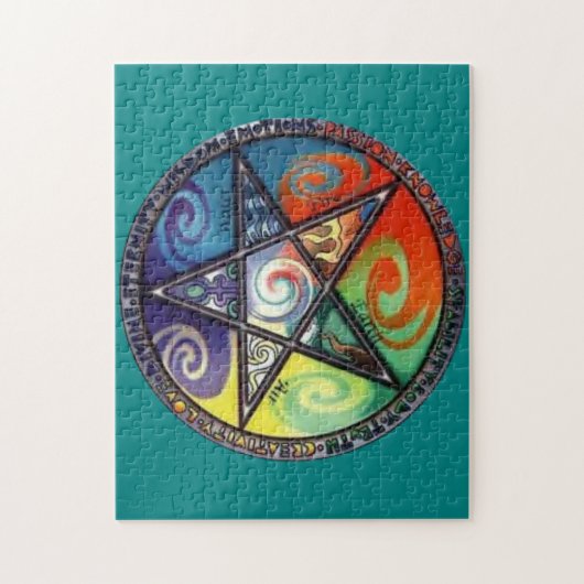 Wiccan Pentagram Legpuzzel (Verticaal)