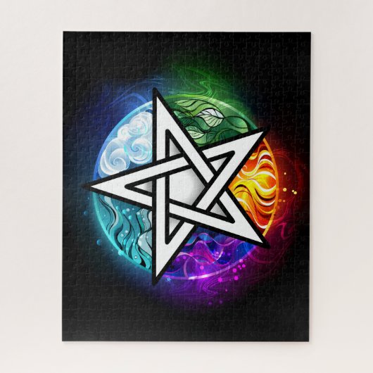 Wiccan pentagram legpuzzel (Verticaal)