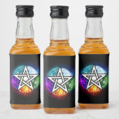 Wiccan pentagram likeurfles etiket (Flessen)