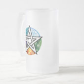 Wiccan pentagram matglas bierpul (Voorkant links)