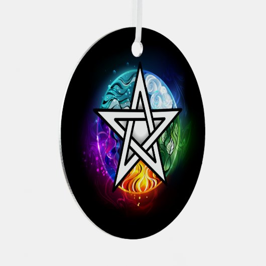 Wiccan pentagram metalen ornament (Voorkant Rechts)