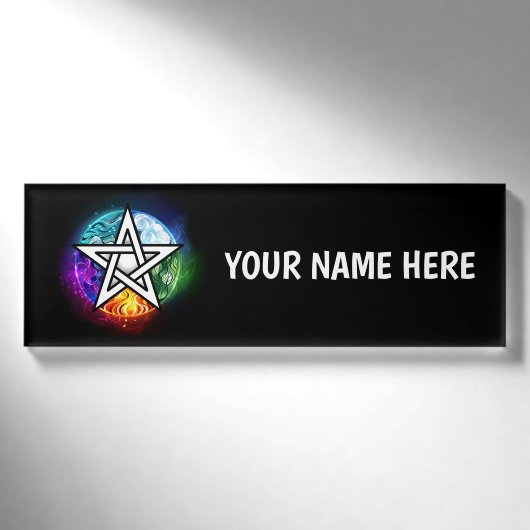 Wiccan pentagram naambadge (Voorkant)