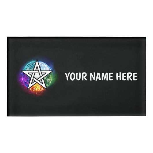 Wiccan pentagram naambadge (Voorkant)