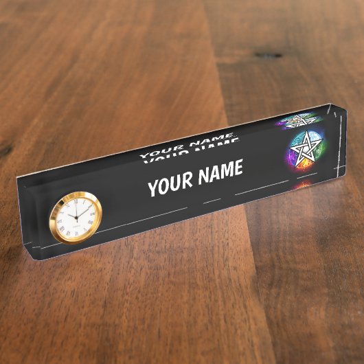 Wiccan pentagram naambordje (Zijkant)