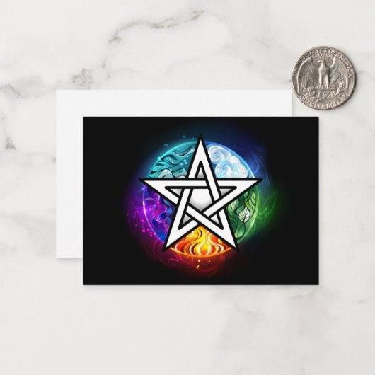 Wiccan pentagram notitiekaartje (Voorkant / Achterkant in situ)