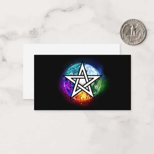 Wiccan pentagram notitiekaartje (Voorkant / Achterkant in situ)