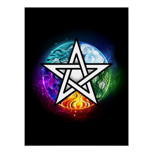 Wiccan pentagram perfect poster (Voorkant)
