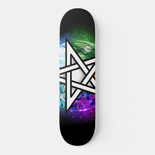 Wiccan pentagram persoonlijk skateboard (Voorkant)
