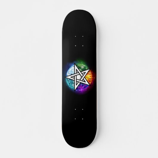 Wiccan pentagram persoonlijk skateboard (Voorkant)