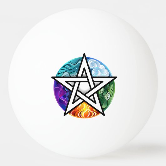Wiccan pentagram pingpongbal (Achterkant)