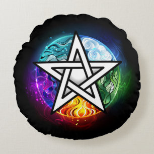 Wiccan pentagram rond kussen