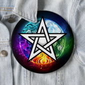 Wiccan pentagram ronde button 6,0 cm (In situ)